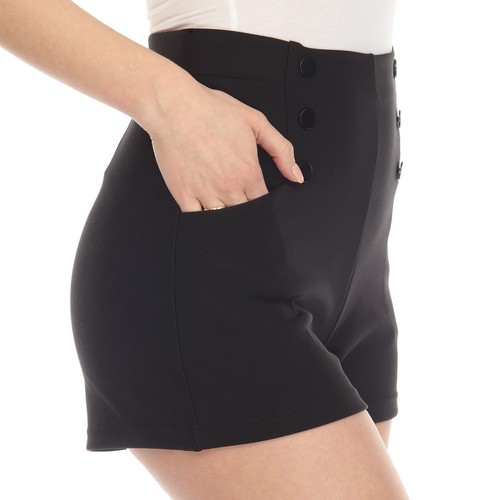 White Mark Women's Tailored Front Button High Waist Shorts - Picture 25 of 42
