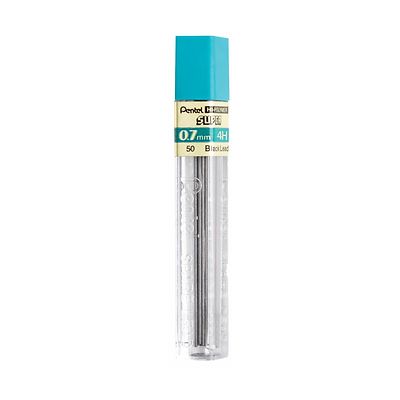 50-4H Pentel Hi-Polymer Lead, 0.7mm Extra Fine, 4H, Black, Pack of 12 Tubes