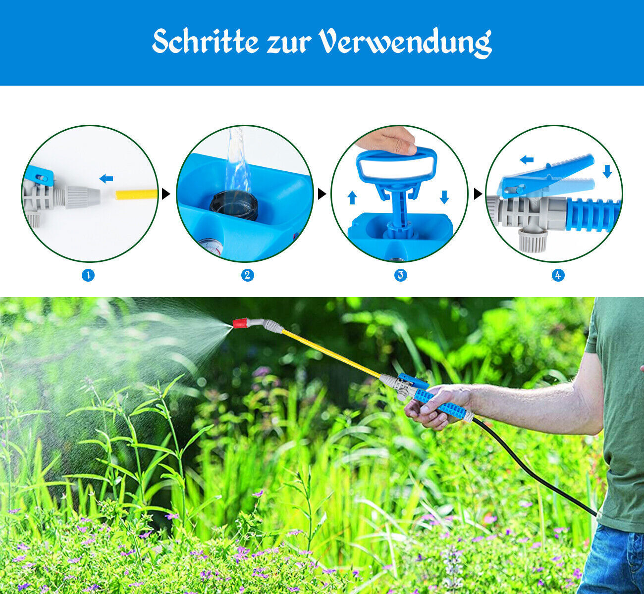 Akku Drucksprühgerät 5L - Elektrischer Gartensprüher Mit 360° Sprühfunktion