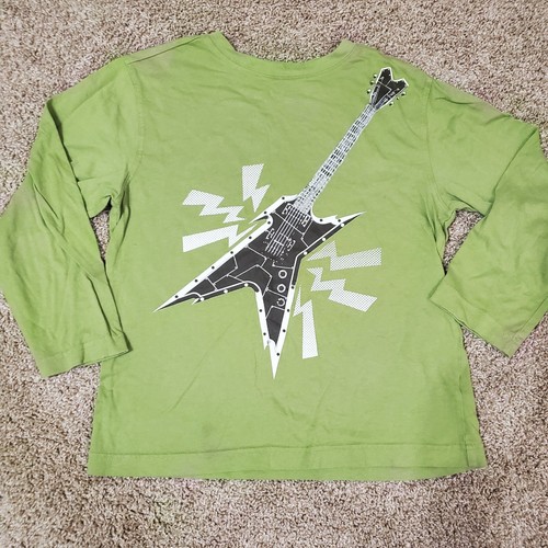 Crazy 8 Neon Green Guitar Long Sleeve Boys Shirt Large 10/12 - Picture 2 of 7