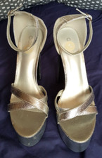 Coast Shiny silver Platform High heel strappy Shoes RRP £109 some marking NWOB