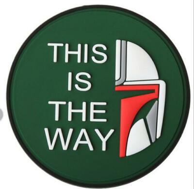 3D PVC THIS IS THE WAY THE BOUNTY HUNTER Rubber Hook Loop Patch Badge Green