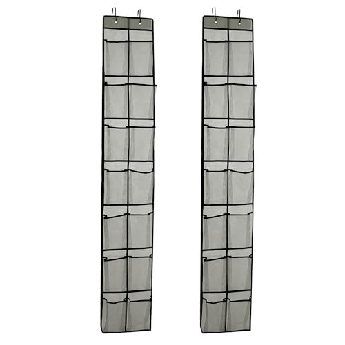 Over The Door Shoe Organizer, 14 Large Mesh Pockets Hanging Shoe Rack for gray