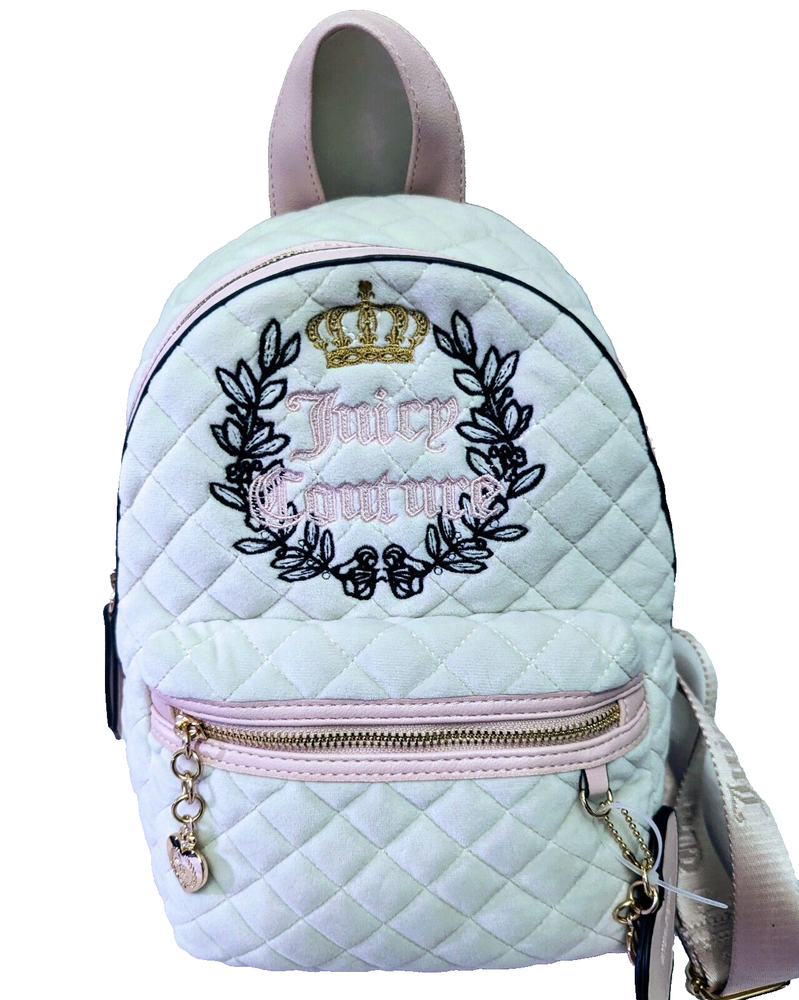 Juicy Couture Royal Moment Diamond Velvet Quilted Backpack Shoulder  Medium Bag