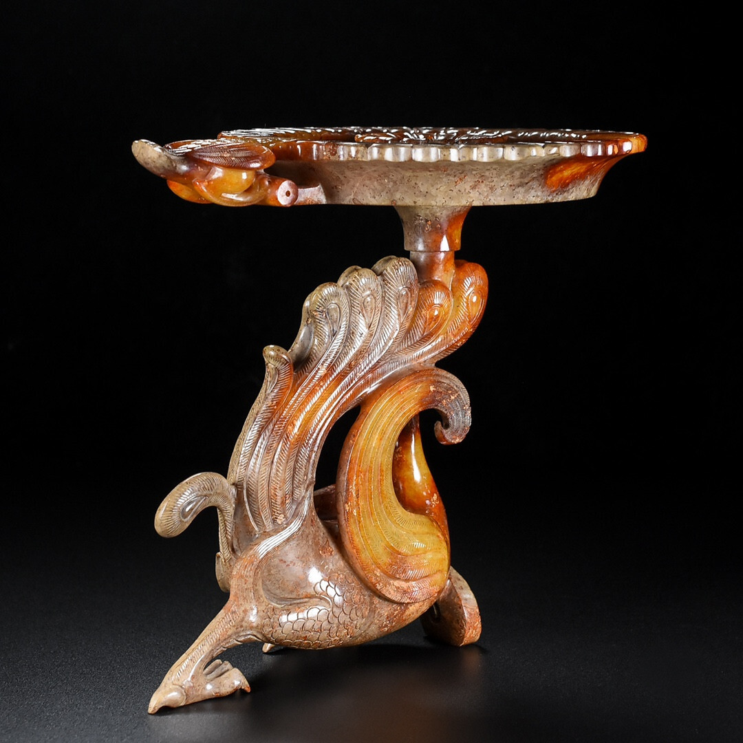 Vintage Chinese Hetian Jade Phoenix Candlestick | eBay