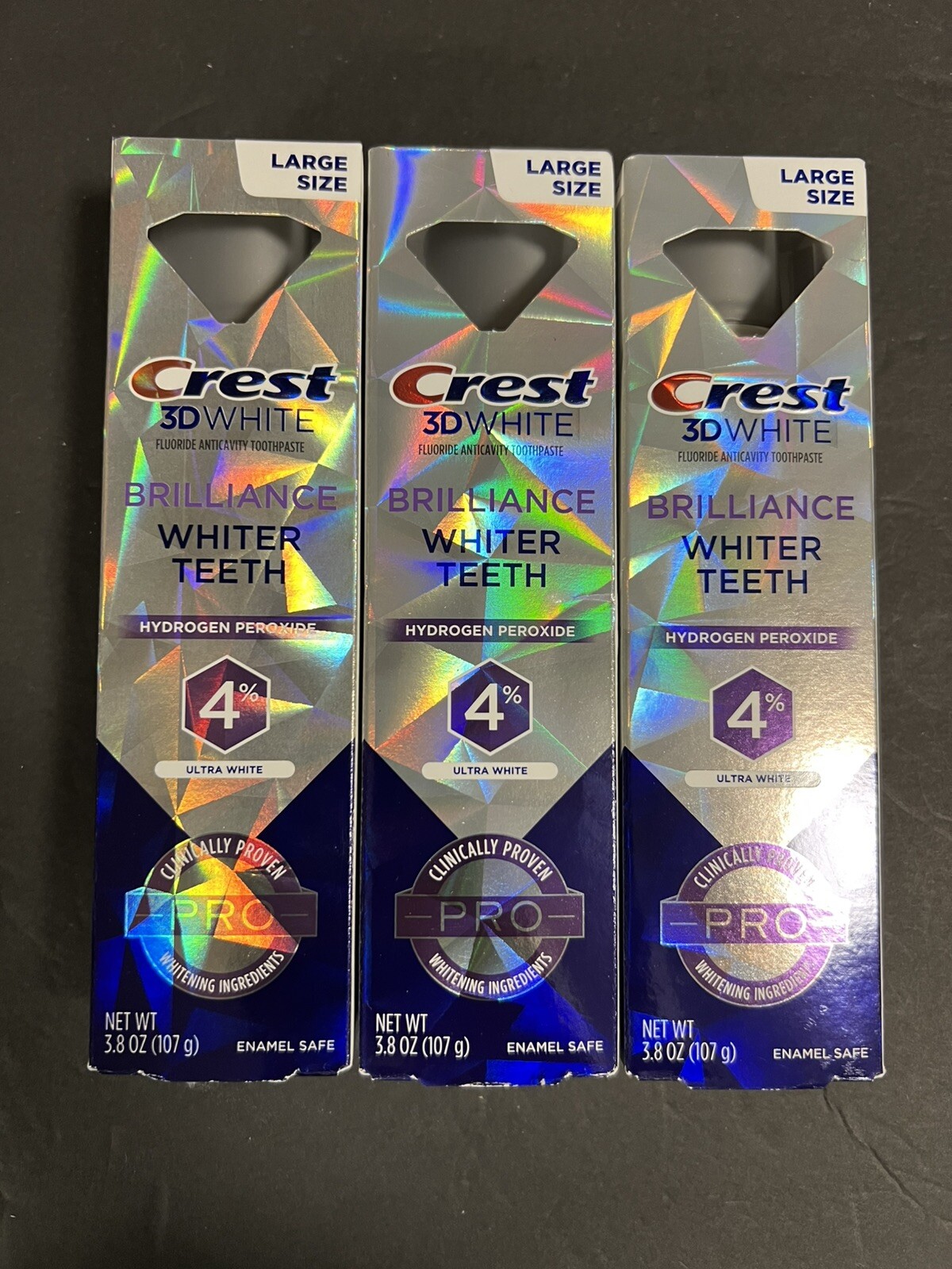 3- Crest 3D White Brilliance Ultra White 4% Hydrogen Peroxide Larger 3.8oz SZ