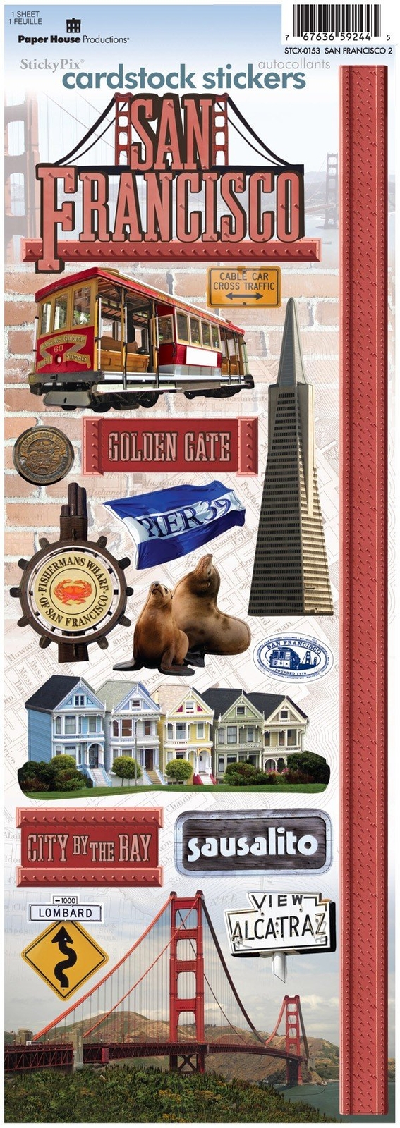STCX-0153E Travel Cardstock Stickers, San Francisco 2 (1 sheet)