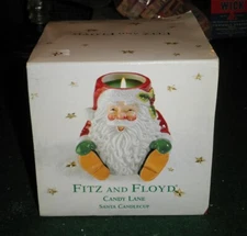 Fitz And Floyd Candy Lane Santa Candlecup NOS NIB
