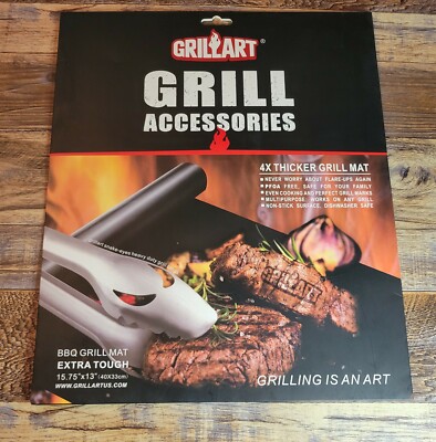 GRILLART BBQ Grillmatten 2 Stück – Antihaftbeschichtung 600°C, 0,39 Mm Stark, Wiederverwendbar Für Gas-/Elektro-/Kohlegrill