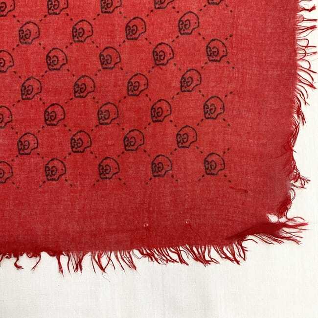 Gucci★素敵!Ghost Red GG Skull Print Scarf Shawl Gucci Stole ec-22489 Red Ghost 453225 Cleaned Silk Cotton