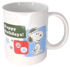 Vintage Christmas Mug Snoopy Happy Holidays The Peanuts Gang 1990s