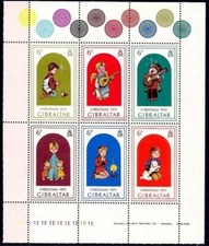 Gibraltar 1975 Christmas Music Angel Lamb WHO World Health Org Human Rights MNH