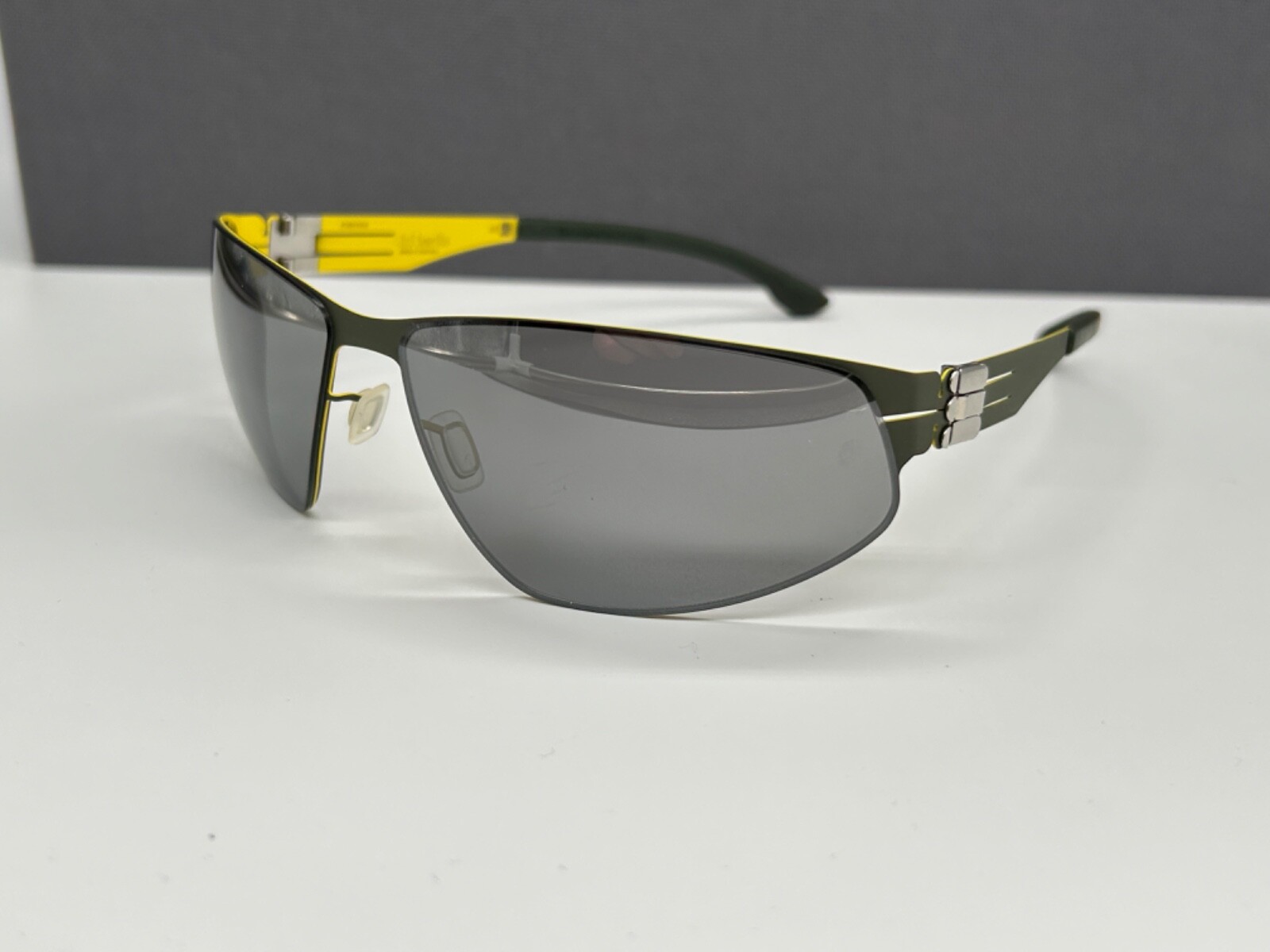 Ic Berlin Sonnenbrille Herren verspiegelt Grün Gelb curved Eckig Reese NP:499€