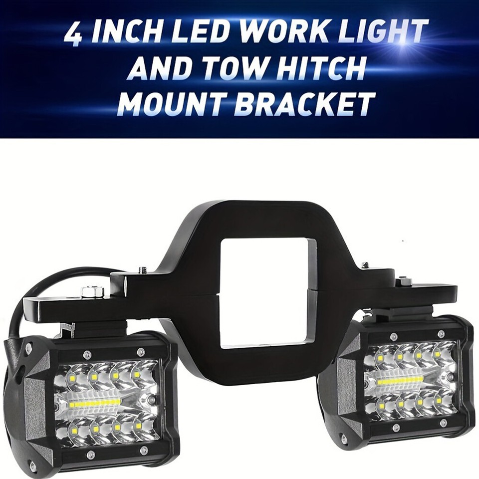 4" COMBO LED Work Light Pods Backup Reverse For Truck+Tow Hitch
