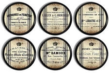 Vintage French Ad Cabinet Knobs - Set of 4 or 6 - Paris Typography Drawer Pulls