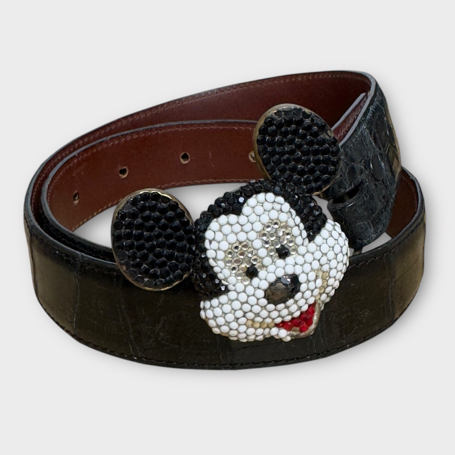 Disney Mickey Solid Brass Rhinestones Buckle W/ R… - image 1