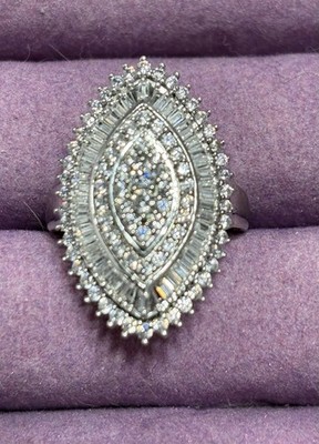 Beautiful 925 Sterling Silver Clear Round & Channel Czs Cocktail Ring Size 8 SJ
