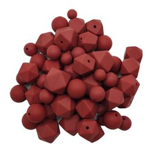 YNGMEANS 60pcs Maroon Color Silicone Pearl 15mm Round small, Mix