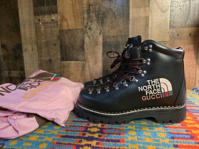 Gucci X The North Face Black Leather Mountain Ankle Boots Sz 12 US Men's/11.5 UK