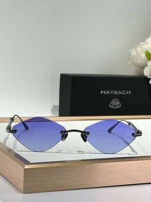 Maybach Luxury Rimless Geometric Sunglasses Blue Gradient Lenses Titanium Frame