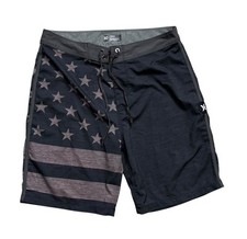 Hurley Shorts Mens Size 30 Black American Flag Boardshorts 8" Inseam Beach