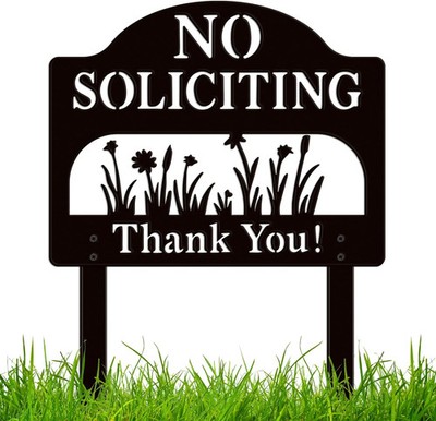 ComboJoy No Soliciting Sign for House, Metal No Soliciting Yard Sign with Stake,