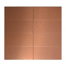 Aluminum Peel and Stick Backsplash Tile Panels - 3"x6" Brushed Copper Kitchen...