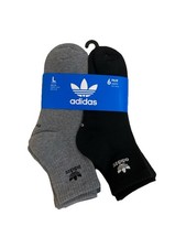 Adidas TREFOIL QUARTER SOCKS 6 PAIRS Black/Gray Size L
