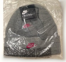 NIKE Girls Youth 7/16  2 Piece Fold over Futura Beanie Hat Gloves Set Gray