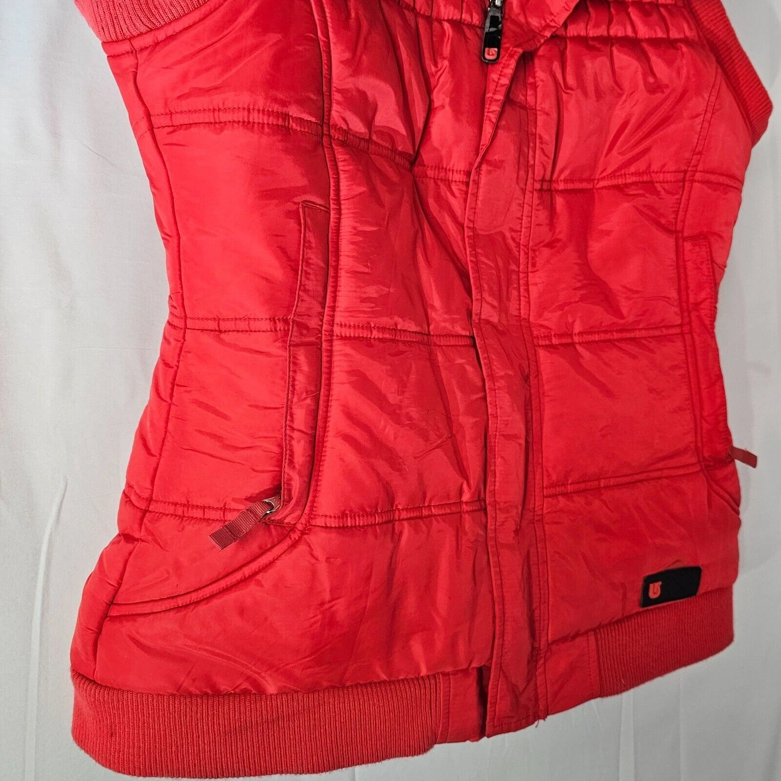 burton vest puffer dry ride hooded faux fur ski insulated jacket