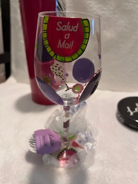 Lolita "Salud A Mi" Wine Glass Hand Painted Spanish Birthday Celebration - Image 2 of 4