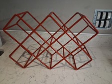 Pristine Geometric Metal Wine Rack - Terracotta Red - 6-10 Bottle Capacity