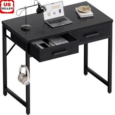 Small Compact Computer Desk W/ 2 Fabric Drawers Home Office Organization New