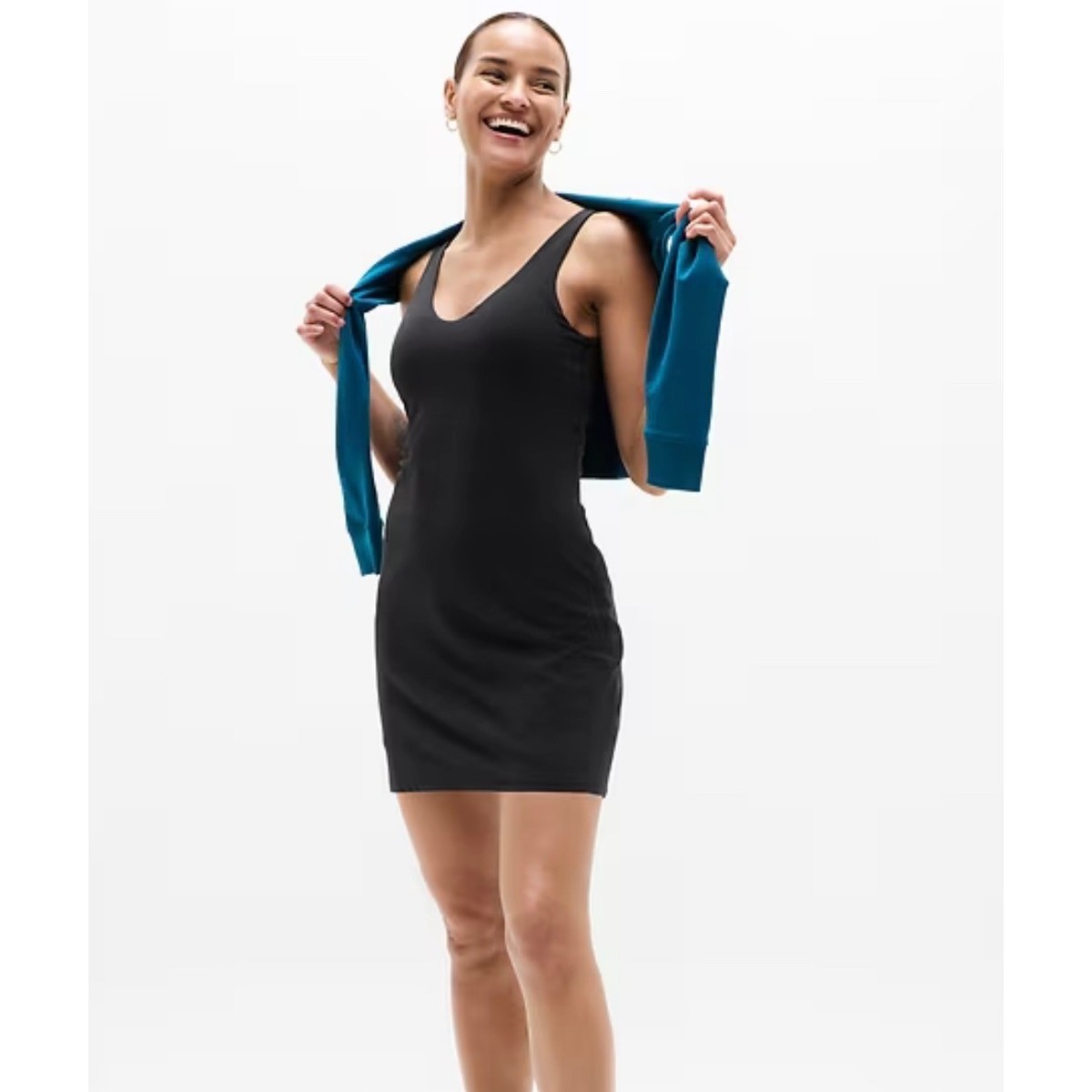 Athleta Transcend Dress Black XS V-Neck Athletic Mini Dress with Built-in  Shorts | eBay