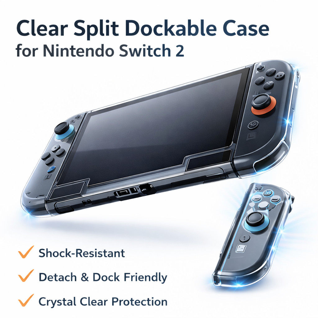 Clear Case for Nintendo Switch 2 Dockable Split Protective Cover Shockproof