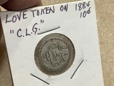 1884 Seated Liberty Silver  Dime Love Token *Retired Dealer, Old Stock* Neat!