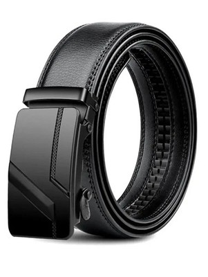 Genuine Leather Men s Ratchet Belt Automatic Buckle Adjustable Waist Belt