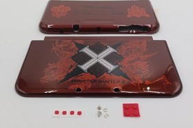 New Nintendo 3ds Xl LL Monster Hunter X Replacement Outside Shells+Rubbers+Label