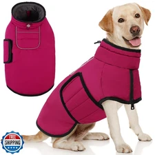 AOFITEE Large Dog Coat, Waterproof Dog Jacket, Dogs Winter Coat with Harness 