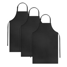 Black Waterproof Rubber Vinyl Apron Adjustable Cooking Chef Dishwashing 3 Pack