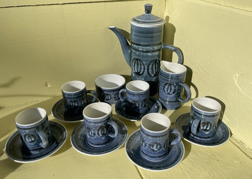 Retro Cinque Ports Rye Pottery Monastery Coffee Set Pot Cups Saucers Sugar Milk - Picture 1 of 5