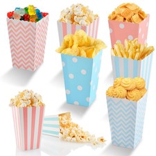 60 Pack Popcorn Boxes Pink Blue Striped Polka Dot Party Movie Night Snack Box UK
