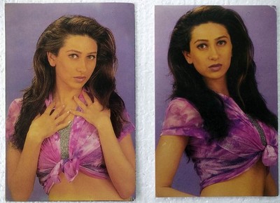 Bollywood Actress Karisma Kapoor 2 Rare Old Original Post card Postcard Lot Set