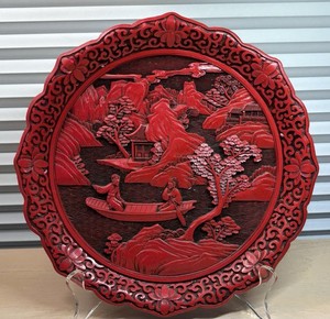 1970s Chinese carved lacquer tray