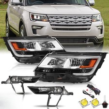  Pair Headlights Fog Lights Assembly W/ Led Drl For 2016-2019 Ford Explorer 