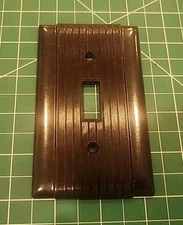 Vintage Single Gang Brown Toggle Switch Wall Cover Plate Ribbed Deco 🇺🇸 - CAR