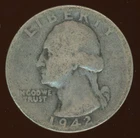 1942 P Washington Quarter KM #164  0.900 Silver 0.1808 oz Act. Silver Weight