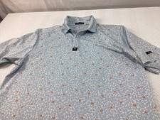 Bad Birdie Polo Shirt Mens L Blue Floral Golf Performance