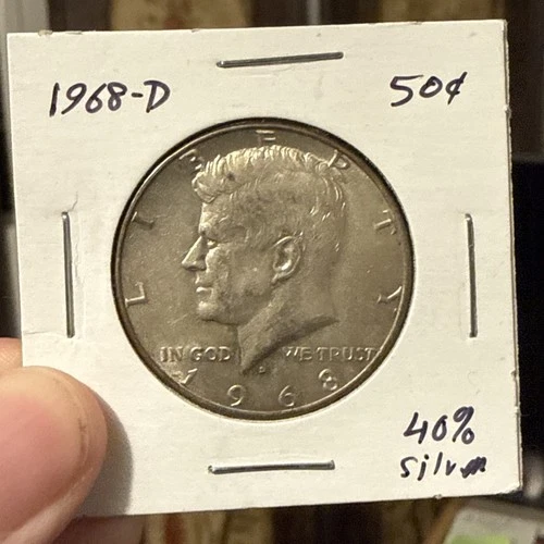 1968-D Kennedy Half Dollar 40% Silver AU details fast shipping