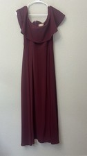 Altar'd State Burgundy Off Shoulder Ruffle Maxi Bridesmaid Dress Size Large L